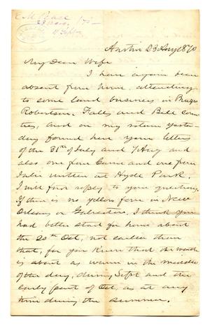 [Correspondence from E.M. Pease to Lucadia Pease, August 23, 1870]