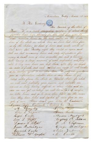 [Correspondence/petition to Governor E.M. Pease]