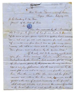 [Correspondence to Governor E.M. Pease from Brigadier Major General Persifor F. Smith]