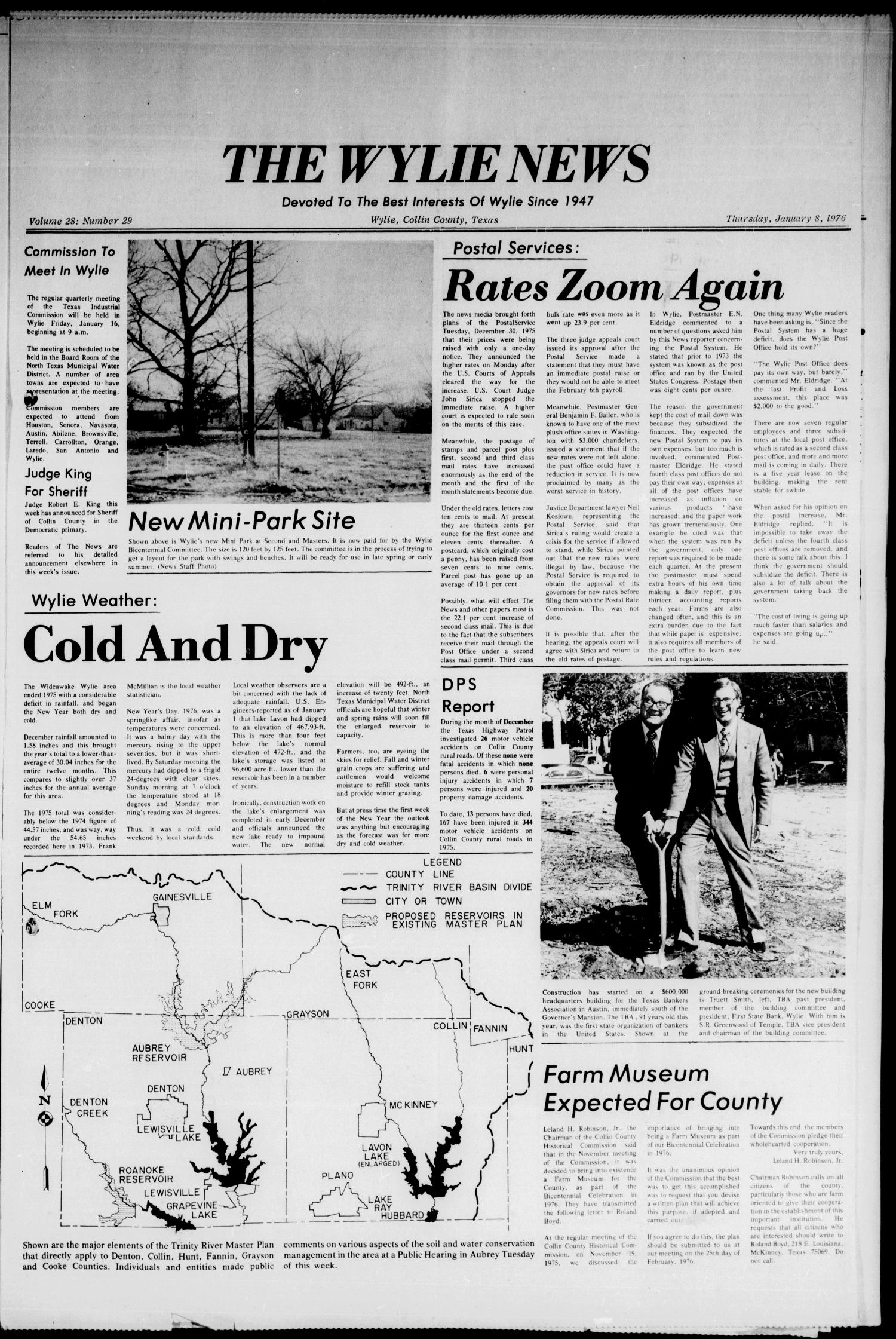 The Wylie News (Wylie, Tex.), Vol. 28, No. 29, Ed. 1 Thursday, January 8, 1976
                                                
                                                    [Sequence #]: 1 of 8
                                                