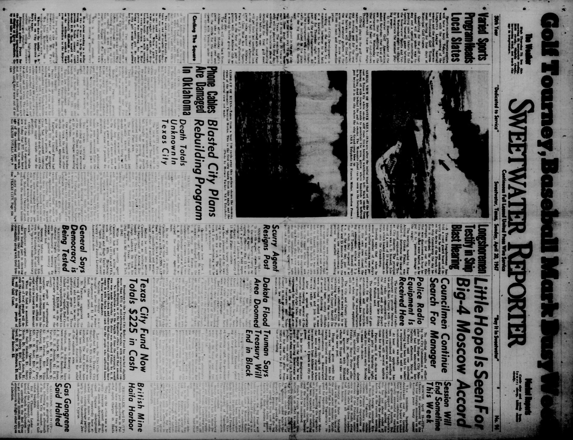 Sweetwater Reporter (Sweetwater, Tex.), Vol. 50, No. 94, Ed. 1 Sunday, April 20, 1947
                                                
                                                    [Sequence #]: 1 of 12
                                                