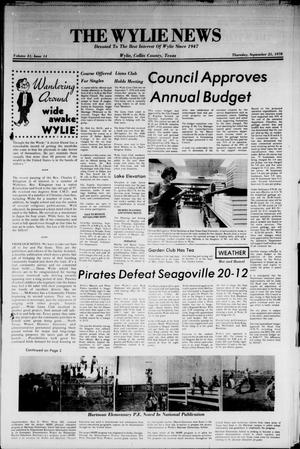 Primary view of object titled 'The Wylie News (Wylie, Tex.), Vol. 31, No. 14, Ed. 1 Thursday, September 21, 1978'.