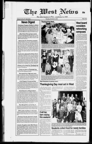 Primary view of object titled 'The West News (West, Tex.), Vol. 111, No. 47, Ed. 1 Thursday, November 22, 2001'.