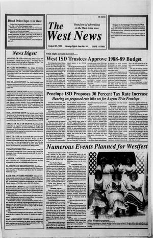 Primary view of object titled 'The West News (West, Tex.), Vol. 98, No. 34, Ed. 1 Thursday, August 25, 1988'.