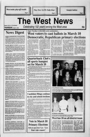Primary view of object titled 'The West News (West, Tex.), Vol. 102, No. 10, Ed. 1 Thursday, March 5, 1992'.
