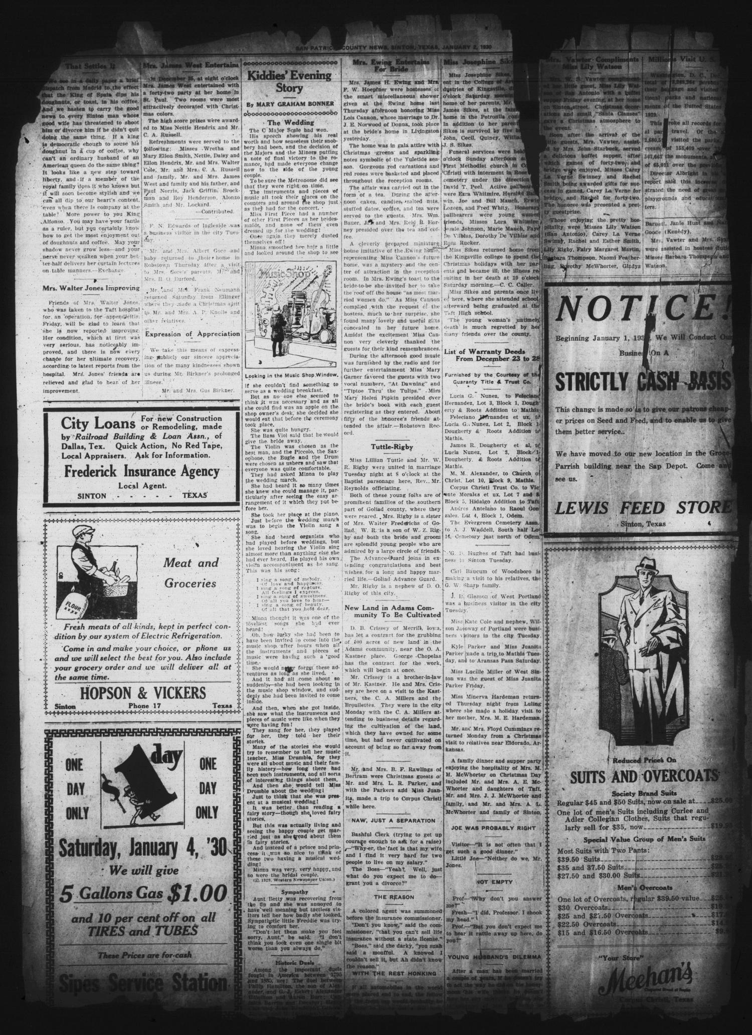 San Patricio County News (Sinton, Tex.), Vol. 21, No. 49, Ed. 1 Thursday, January 2, 1930
                                                
                                                    [Sequence #]: 2 of 8
                                                