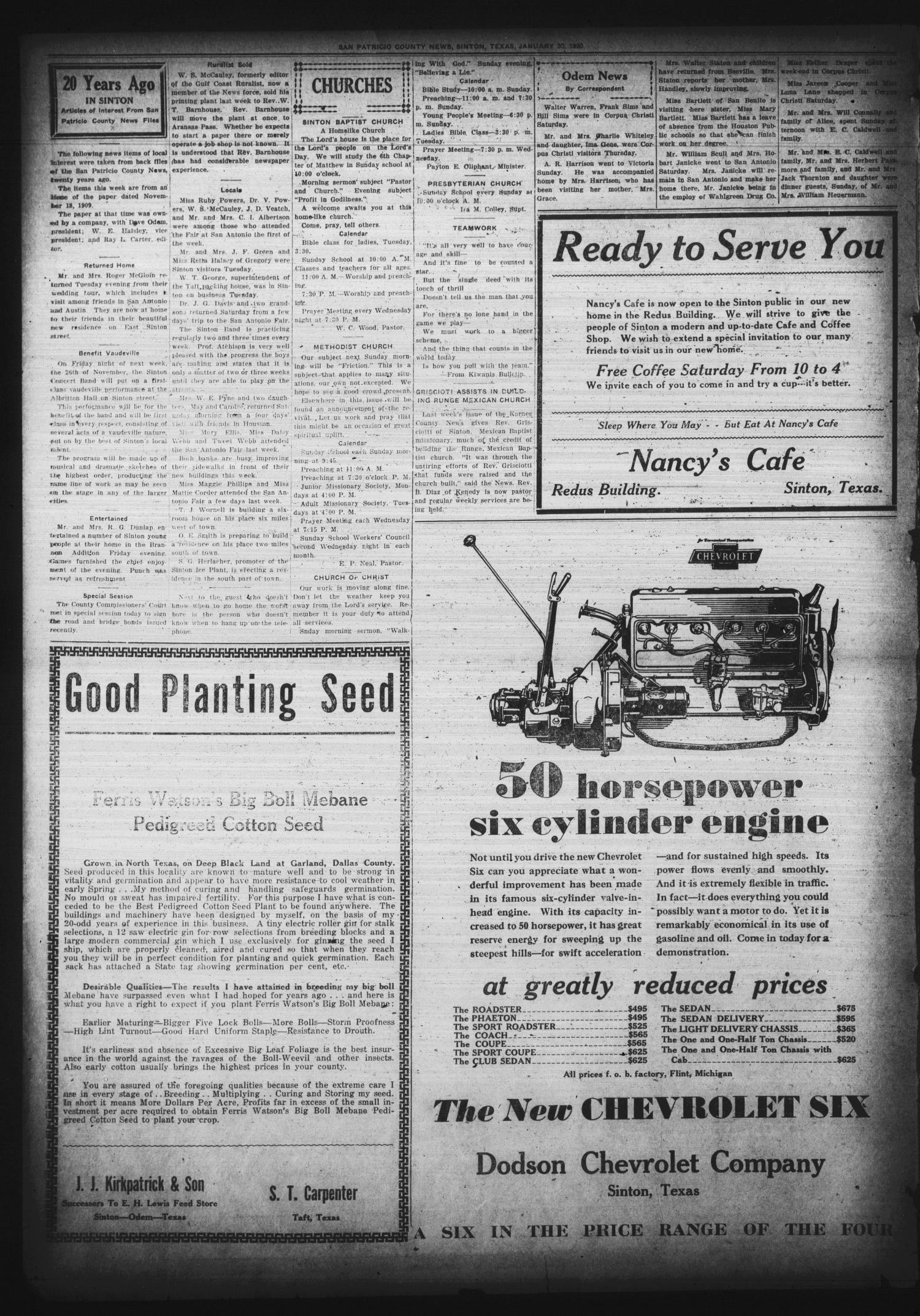 San Patricio County News (Sinton, Tex.), Vol. 22, No. 1, Ed. 1 Thursday, January 30, 1930
                                                
                                                    [Sequence #]: 2 of 8
                                                