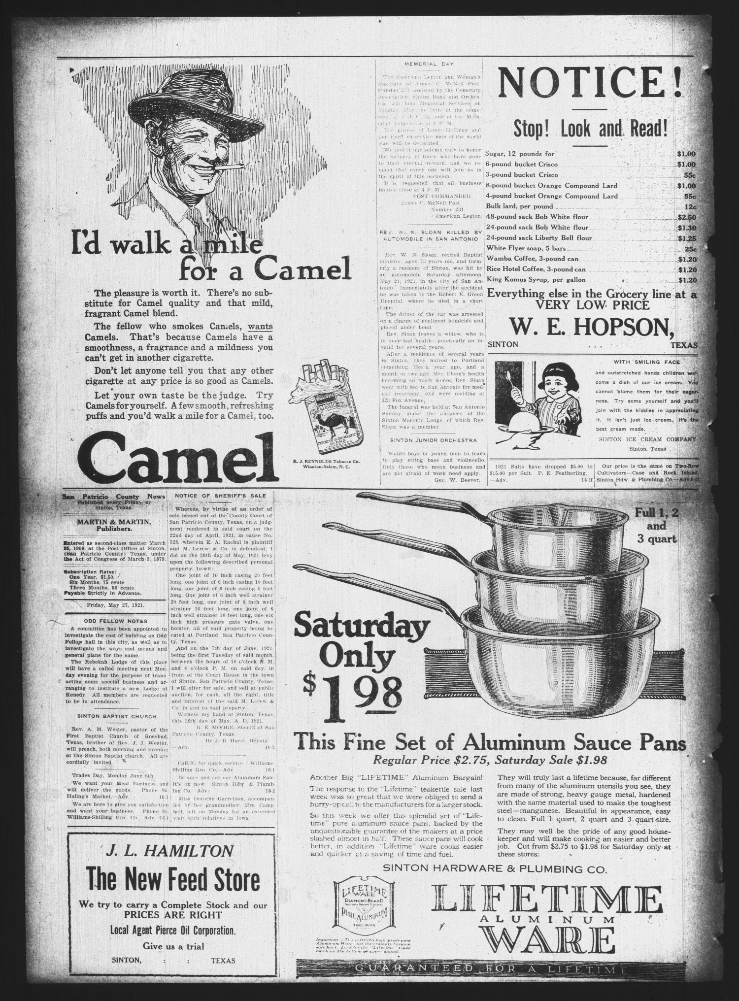 San Patricio County News (Sinton, Tex.), Vol. 13, No. 16, Ed. 1 Friday, May 27, 1921
                                                
                                                    [Sequence #]: 2 of 6
                                                