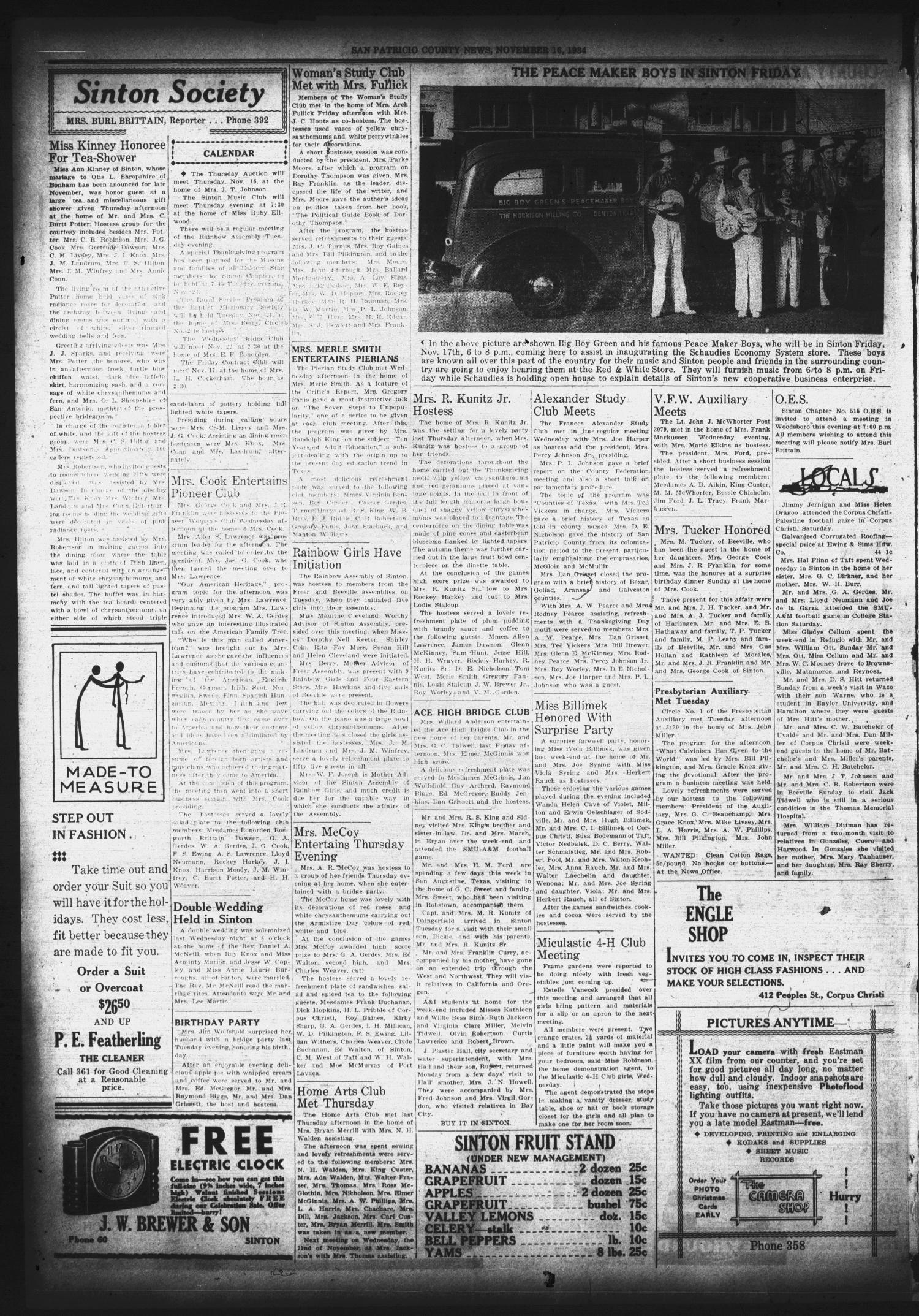 San Patricio County News (Sinton, Tex.), Vol. 31, No. 44, Ed. 1 Thursday, November 16, 1939
                                                
                                                    [Sequence #]: 4 of 8
                                                