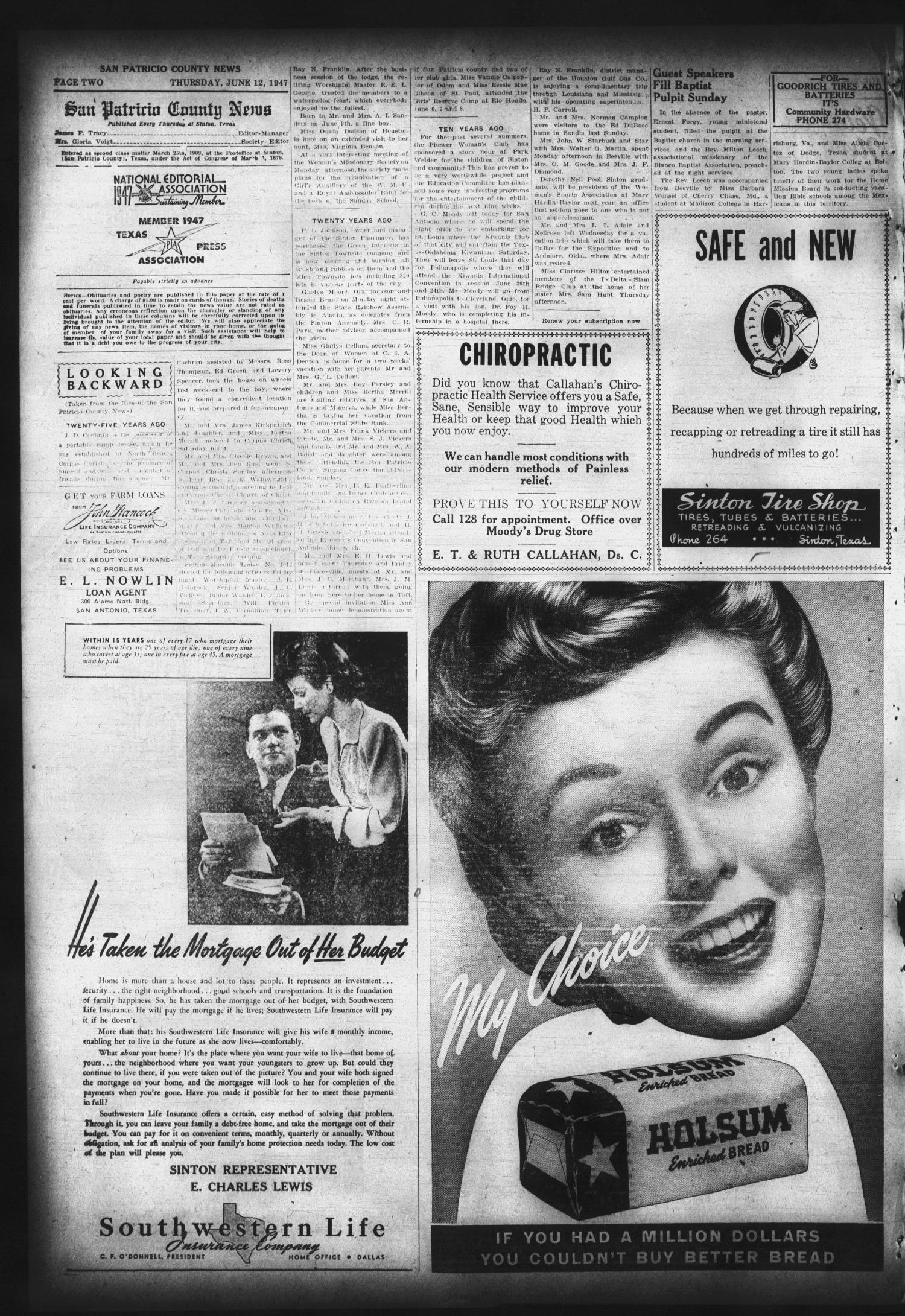 San Patricio County News (Sinton, Tex.), Vol. 39, No. 23, Ed. 1 Thursday, June 12, 1947
                                                
                                                    [Sequence #]: 2 of 8
                                                
