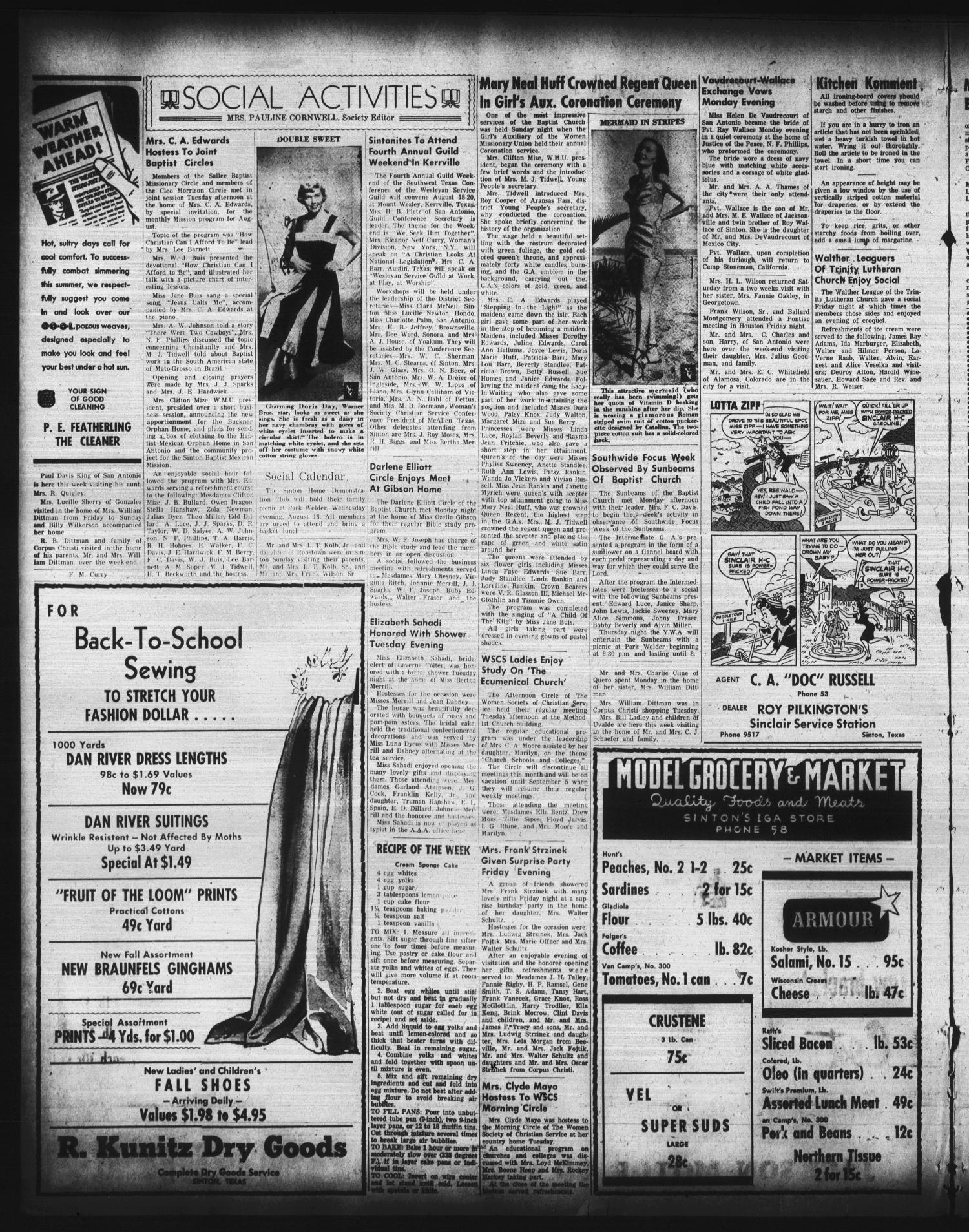 San Patricio County News (Sinton, Tex.), Vol. 42, No. 32, Ed. 1 Thursday, August 10, 1950
                                                
                                                    [Sequence #]: 4 of 10
                                                