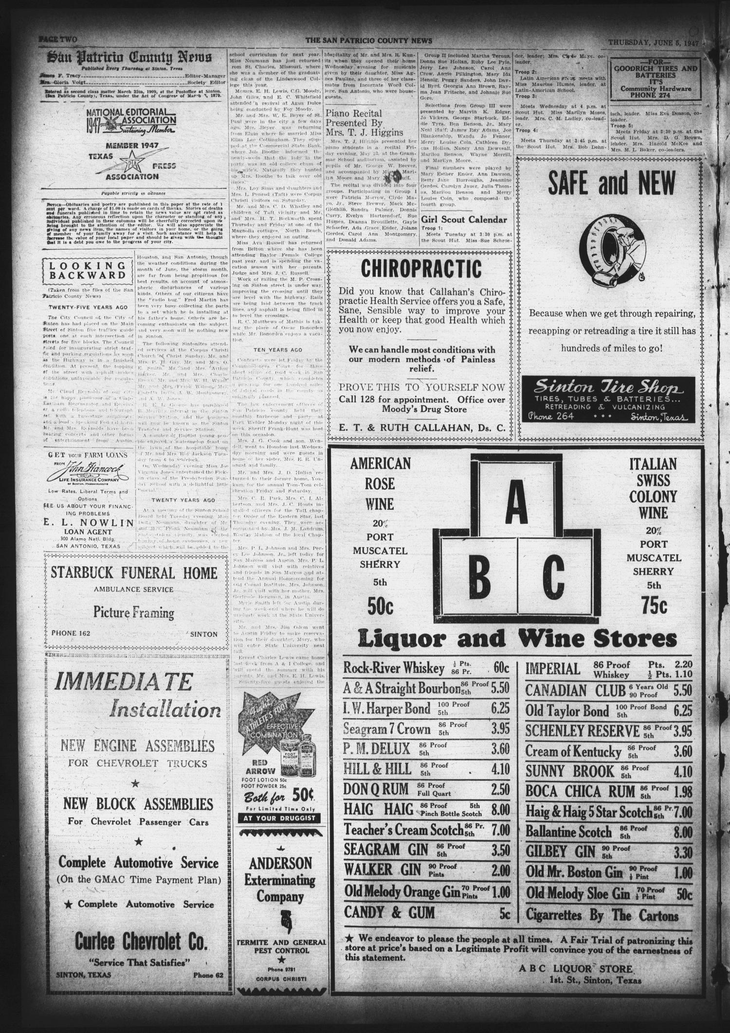 San Patricio County News (Sinton, Tex.), Vol. 39, No. 22, Ed. 1 Thursday, June 5, 1947
                                                
                                                    [Sequence #]: 2 of 8
                                                