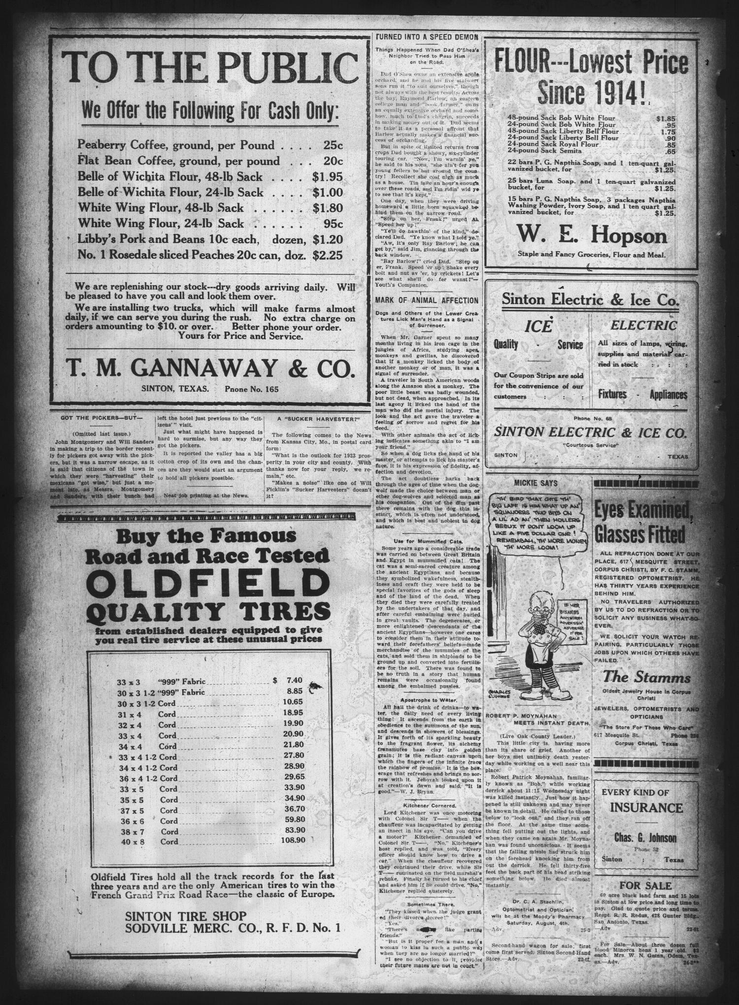San Patricio County News (Sinton, Tex.), Vol. 15, No. 25, Ed. 1 Thursday, July 26, 1923
                                                
                                                    [Sequence #]: 2 of 8
                                                