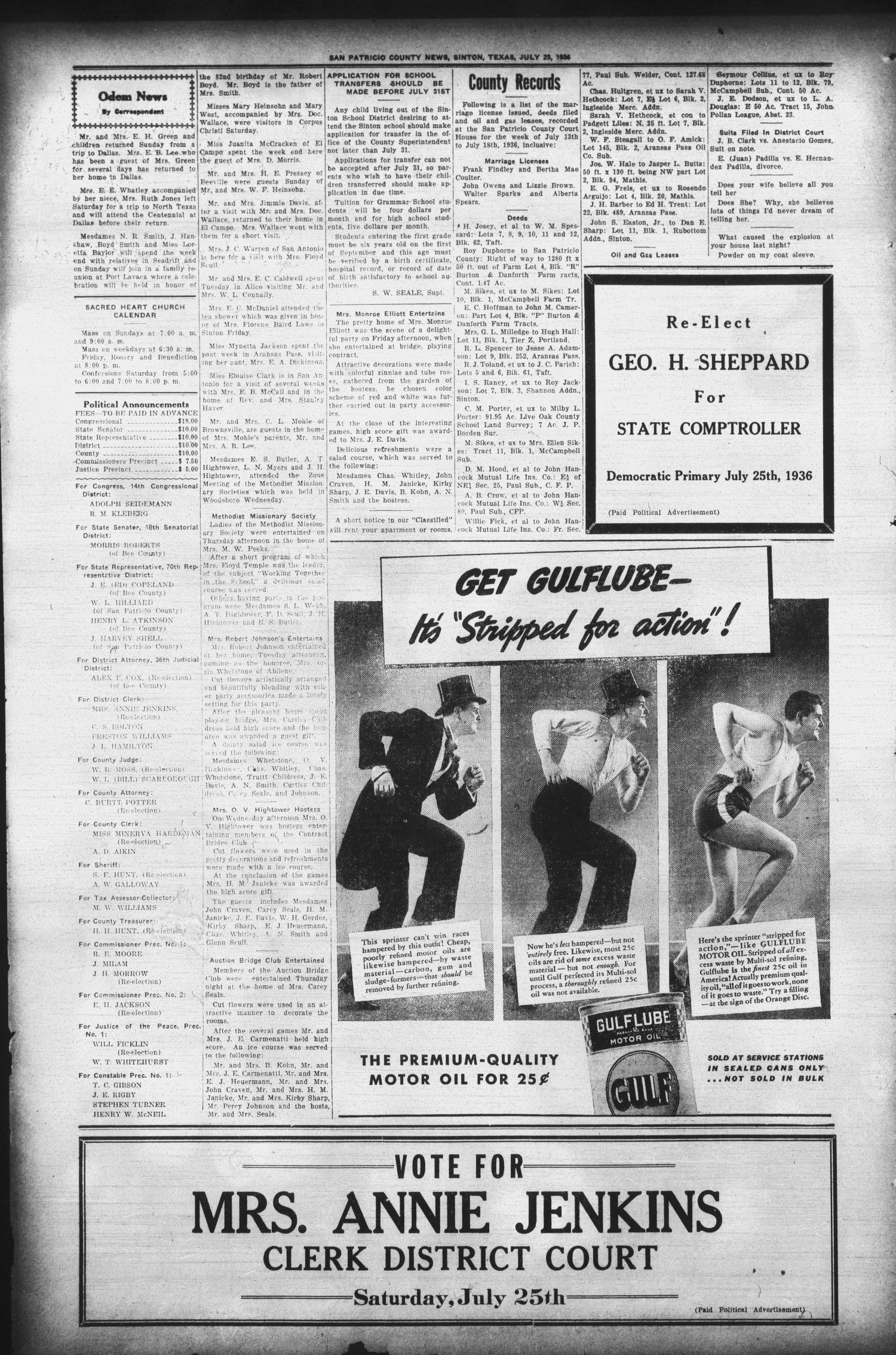 San Patricio County News (Sinton, Tex.), Vol. 28, No. 28, Ed. 1 Thursday, July 23, 1936
                                                
                                                    [Sequence #]: 2 of 8
                                                