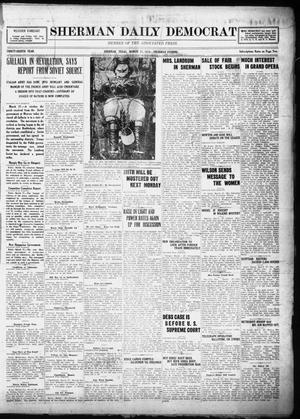 Primary view of object titled 'Sherman Daily Democrat (Sherman, Tex.), Vol. THIRTY-EITHTH YEAR, Ed. 1 Thursday, March 27, 1919'.