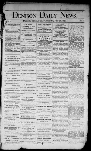 Denison Daily News. (Denison, Tex.), Vol. 1, No. 5, Ed. 1 Friday, February 28, 1873