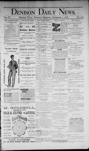 Denison Daily News. (Denison, Tex.), Vol. 4, No. 217, Ed. 1 Thursday, November 2, 1876