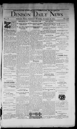 Denison Daily News. (Denison, Tex.), Vol. 5, No. 212, Ed. 1 Saturday, October 13, 1877