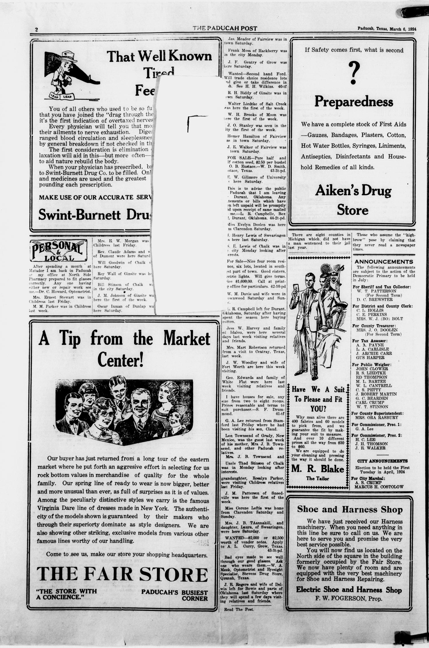 The Paducah Post (Paducah, Tex.), Vol. 17, No. 44, Ed. 1 Thursday, March 6, 1924
                                                
                                                    [Sequence #]: 2 of 8
                                                