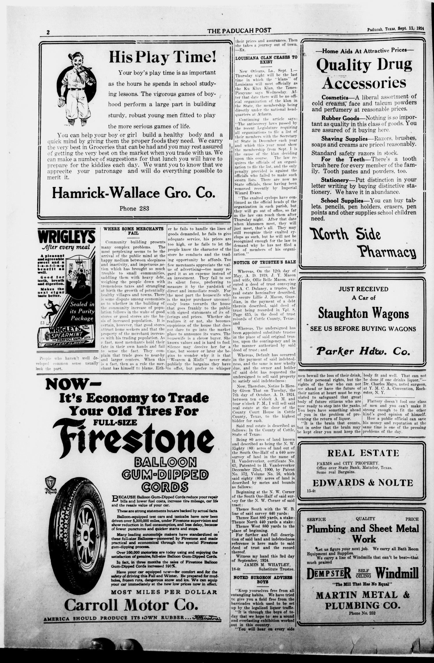 The Paducah Post (Paducah, Tex.), Vol. 18, No. 19, Ed. 1 Thursday, September 11, 1924
                                                
                                                    [Sequence #]: 2 of 8
                                                