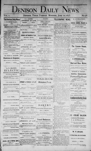 Denison Daily News. (Denison, Tex.), Vol. 1, No. 78, Ed. 1 Tuesday, June 10, 1873