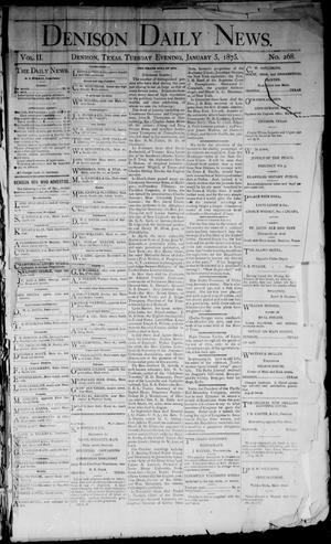 Primary view of object titled 'Denison Daily News. (Denison, Tex.), Vol. 2, No. 268, Ed. 1 Tuesday, January 5, 1875'.