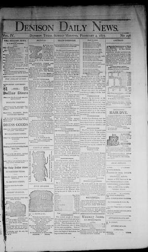 Denison Daily News. (Denison, Tex.), Vol. 4, No. 296, Ed. 1 Sunday, February 4, 1877