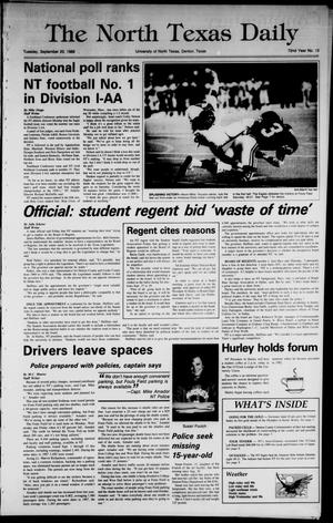 The North Texas Daily (Denton, Tex.), Vol. 72, No. 13, Ed. 1 Tuesday, September 20, 1988