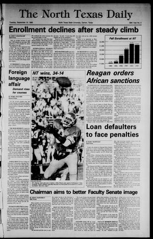 The North Texas Daily (Denton, Tex.), Vol. 69, No. 5, Ed. 1 Tuesday, September 10, 1985