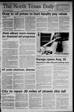 The North Texas Daily (Denton, Tex.), Vol. 68, No. 118, Ed. 1 Thursday, August 15, 1985