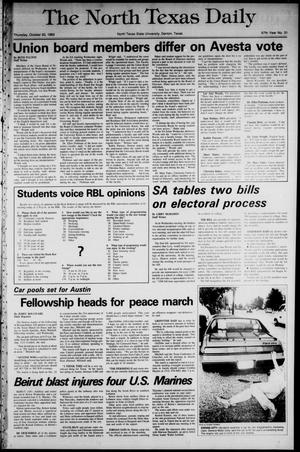 The North Texas Daily (Denton, Tex.), Vol. 67, No. 31, Ed. 1 Thursday, October 20, 1983