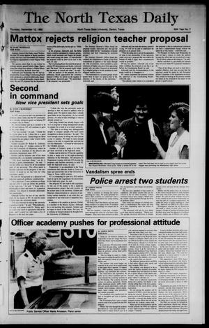 The North Texas Daily (Denton, Tex.), Vol. 69, No. 7, Ed. 1 Thursday, September 12, 1985