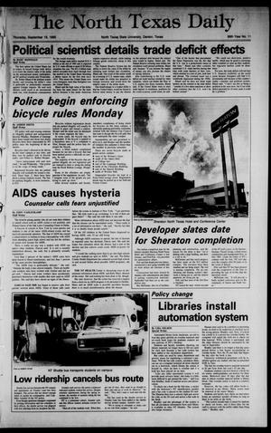 The North Texas Daily (Denton, Tex.), Vol. 69, No. 11, Ed. 1 Thursday, September 19, 1985