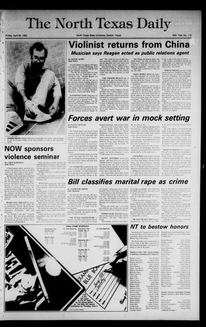 The North Texas Daily (Denton, Tex.), Vol. 66, No. 110, Ed. 1 Friday, April 29, 1983