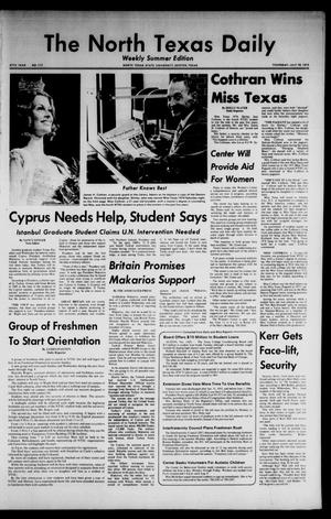 The North Texas Daily (Denton, Tex.), Vol. 57, No. 117, Ed. 1 Thursday, July 18, 1974