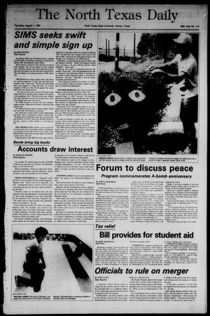 The North Texas Daily (Denton, Tex.), Vol. 68, No. 116, Ed. 1 Thursday, August 1, 1985