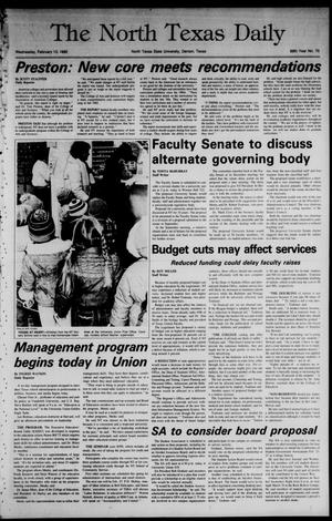 The North Texas Daily (Denton, Tex.), Vol. 68, No. 70, Ed. 1 Wednesday, February 13, 1985