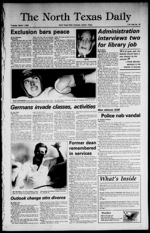 The North Texas Daily (Denton, Tex.), Vol. 71, No. 79, Ed. 1 Tuesday, March 1, 1988