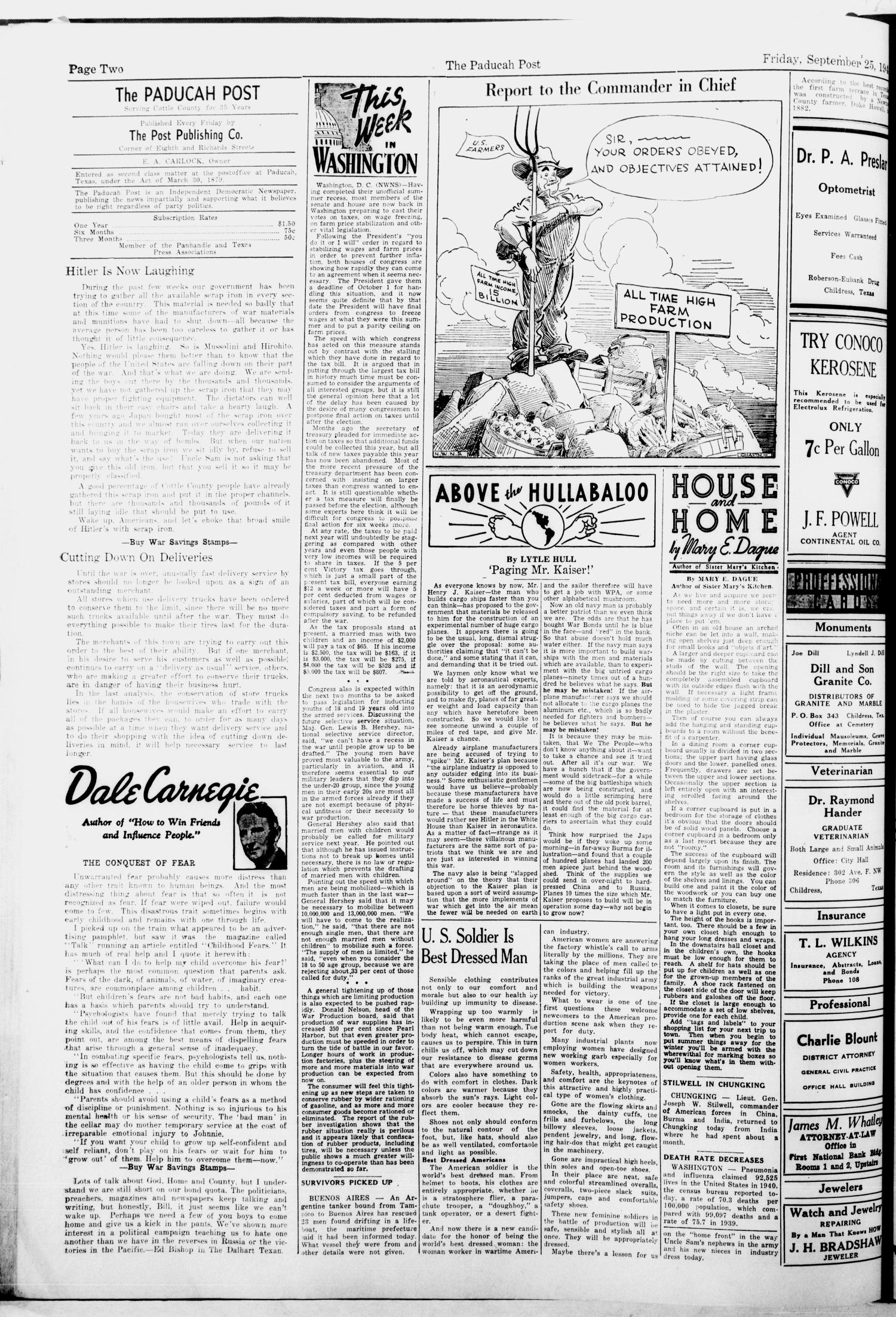 The Paducah Post (Paducah, Tex.), Vol. 36, No. 24, Ed. 1 Friday, September 25, 1942
                                                
                                                    [Sequence #]: 2 of 8
                                                