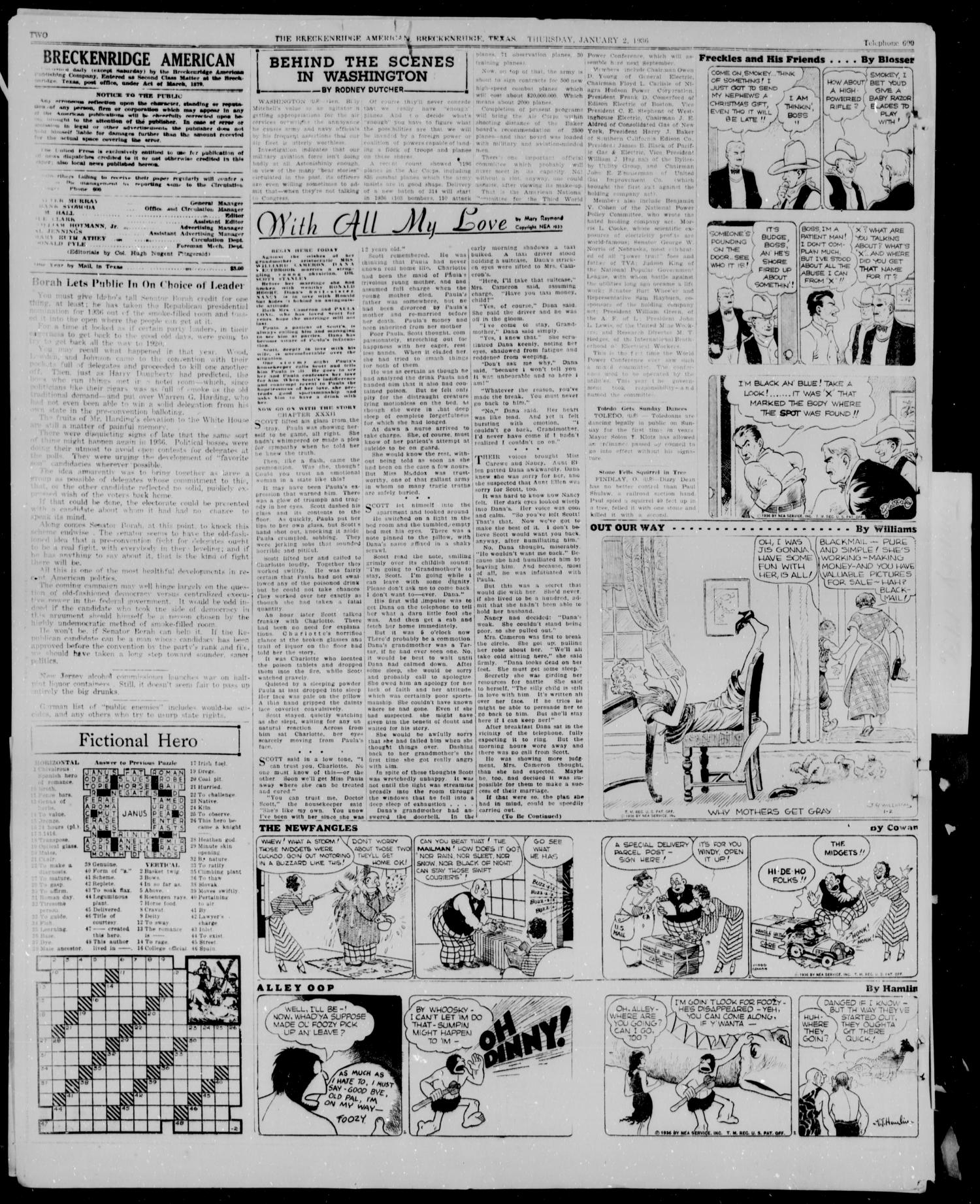 The Breckenridge American (Breckenridge, Tex.), Vol. 16, No. 61, Ed. 1, Thursday, January 2, 1936
                                                
                                                    [Sequence #]: 2 of 6
                                                