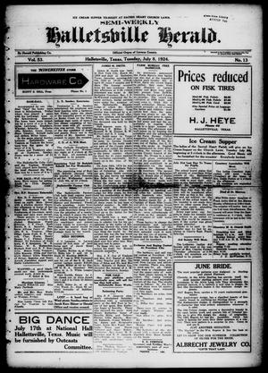Semi-weekly Halletsville Herald. (Hallettsville, Tex.), Vol. 53, No. 13, Ed. 1 Tuesday, July 8, 1924