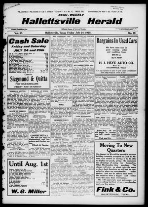 Semi-weekly Hallettsville Herald (Hallettsville, Tex.), Vol. 53, No. 16, Ed. 1 Friday, July 24, 1925
