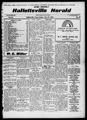 Semi-weekly Hallettsville Herald (Hallettsville, Tex.), Vol. 53, No. 44, Ed. 1 Friday, October 30, 1925