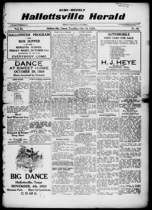 Semi-weekly Hallettsville Herald (Hallettsville, Tex.), Vol. 53, No. 45, Ed. 1 Tuesday, October 28, 1924