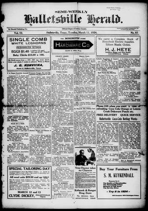 Semi-weekly Halletsville Herald. (Hallettsville, Tex.), Vol. 52, No. 83, Ed. 1 Tuesday, March 11, 1924