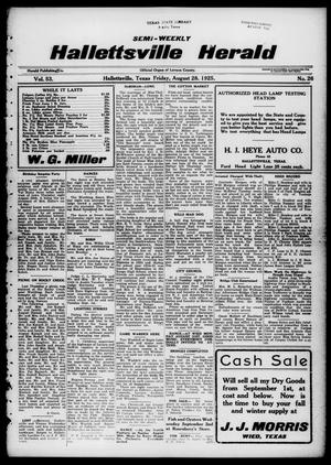 Semi-weekly Hallettsville Herald (Hallettsville, Tex.), Vol. 53, No. 26, Ed. 1 Friday, August 28, 1925