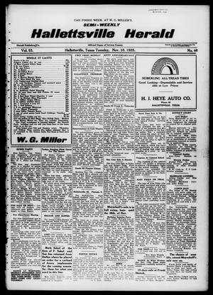 Semi-weekly Hallettsville Herald (Hallettsville, Tex.), Vol. 53, No. 46, Ed. 1 Tuesday, November 10, 1925