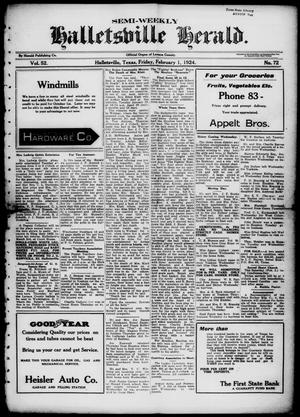 Semi-weekly Halletsville Herald. (Hallettsville, Tex.), Vol. 52, No. 72, Ed. 1 Friday, February 1, 1924