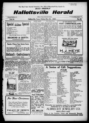 Semi-weekly Hallettsville Herald (Hallettsville, Tex.), Vol. 53, No. 58, Ed. 1 Friday, December 12, 1924