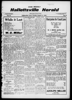 Semi-weekly Hallettsville Herald (Hallettsville, Tex.), Vol. 53, No. 21, Ed. 1 Tuesday, August 11, 1925